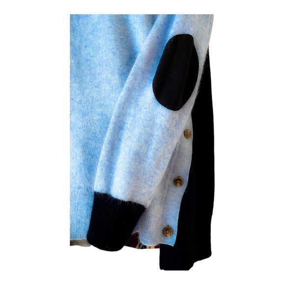 J.CREW Light & Dark Blue COLOR BLOCK Wool Rabbit Hair PATCH ELBOW Sweater sz: S - Picture 3 of 5